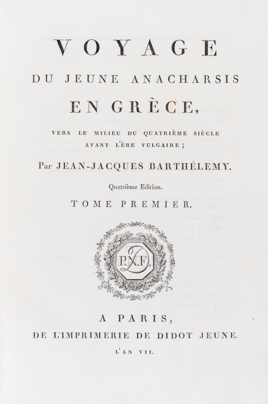 BARTHÉLEMY (Jean-Jacques). Voyage du jeune Anacharsis en Grèce [...]. Paris- Didot Jeune- an VII [ - Image 2 of 6