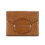 Hermès- pochette Faco en cuir d'autruche gold- année 1980- 18x24 cm /