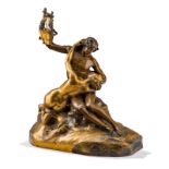 Emmanuel Hannaux (1855-1934)- Le poète et la sirène- 1903- bronze à patine dorée- signé sur la