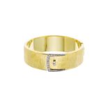 Bracelet ceinture rigide 2 ors 750 ciselé serti de diamants taille 8/8- larg. 2 cm- 51g /