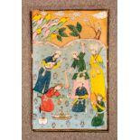 2 scènes de réjouissances- gouache avec rehauts d'or sur papier- Iran- époque safavide- 16-5 x 10-