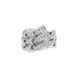 Bague en or gris 750 sertie de multi lignes de diamants taille brillant- doigt 55-15- 11g /