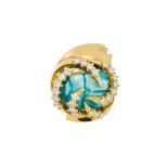 Centre de collier amovible en or 750 serti d'un scarabée rehaussé de diamants- signé Jobin- h. 2 cm-