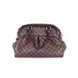 Louis Vuitton- sac Trevi PM en toile enduite damier ébène- petite bandoulière en cuir- 24x34 cm /