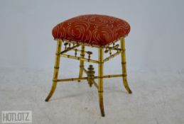 AN ANTIQUE FRENCH GILT FAUX BAMBOO STOOL