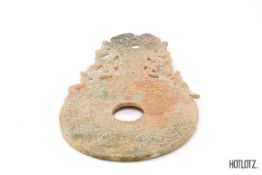 A CHINESE ARCHAISTIC CARVED BI DISC