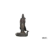 A LARGE CHINESE BRONZE STATUE OF GUANYIN