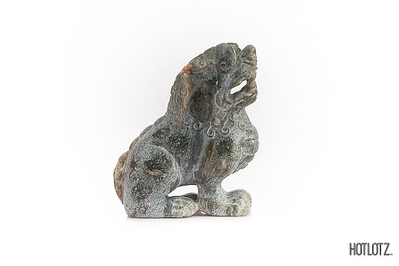 A CHINESE CARVING OF A SEATED MYTHICAL BEAST - Image 2 of 7