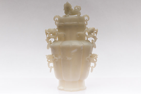 A CHINESE JADE VASE AND COVER