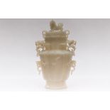 A CHINESE JADE VASE AND COVER