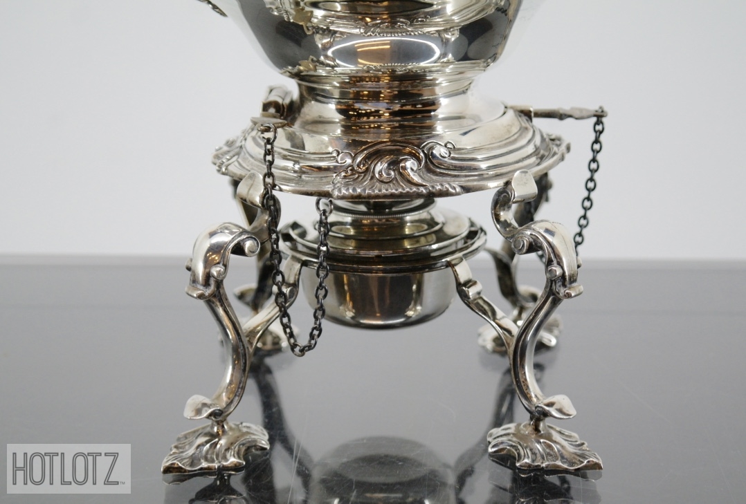 AN ENGLISH SILVER KETTLE, TEAPOT AND HOT WATER JUG - Image 7 of 7