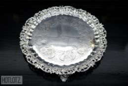 A LARGE GEORGE III ENGLISH SILVER SALVER