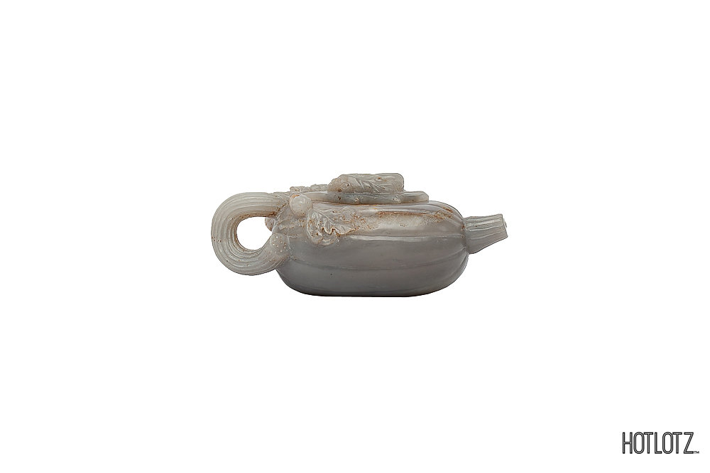 A CHINESE JADE NATURALISTIC FORM TEAPOT AND COVER - Image 3 of 6
