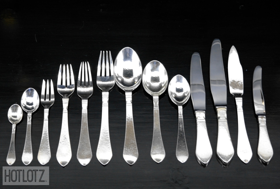 GEORGE JENSEN - A LARGE SERVICE OF SILVER FLATWARE