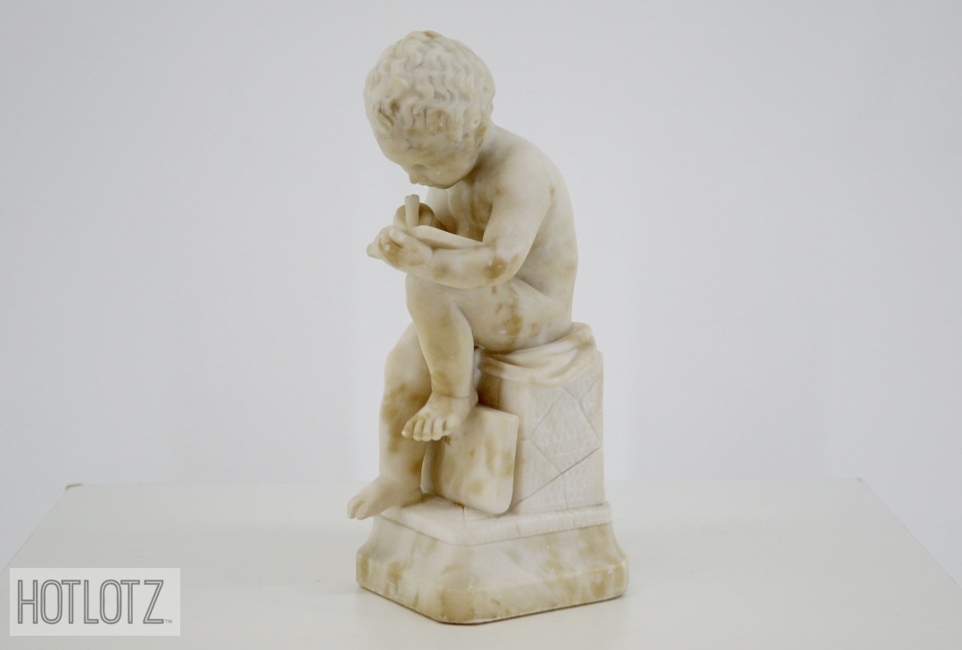 AN ITALIAN CARVED MARBLE FIGURE OF A BOY - Image 2 of 8