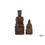 TWO CARVED WOOD TAOIST FIGURES