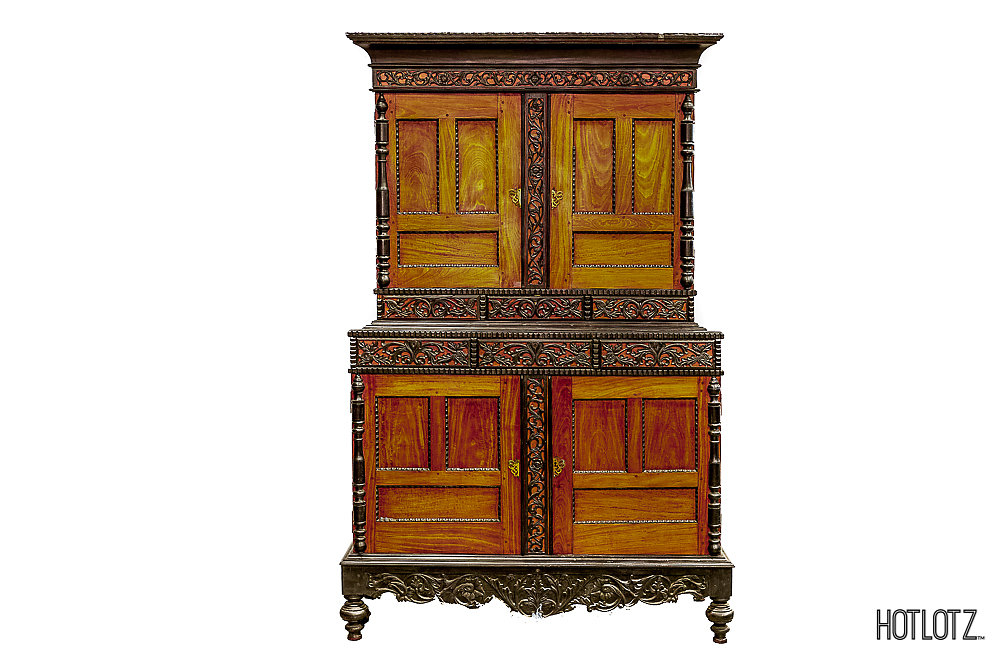 A CEYLONESE SATINWOOD AND EBONY CABINET