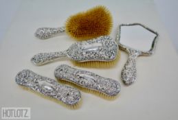 AN ANTIQUE SILVER DRESSING TABLE SET