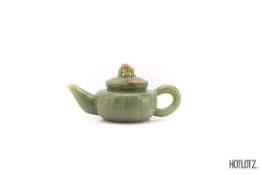 A CHINESE JADE TEAPOT AND COVER