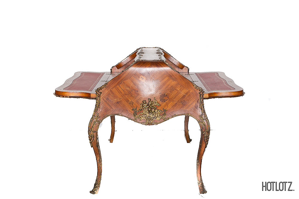 A FRENCH LOUIS XV STYLE MARQUETRY AND ORMOLU MOUNTED DOUBLE BUREAU - Image 5 of 7