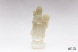 A CHINESE JADE CARVING OF GUANYIN