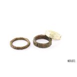THREE CHINESE CARVED STONE ARCHAISTIC STYLE BANGLES