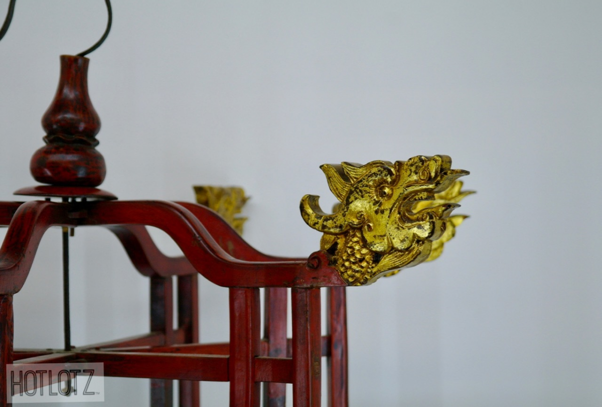 A PAIR OF ANTIQUE CHINESE HANGING LANTERNS - Image 3 of 8