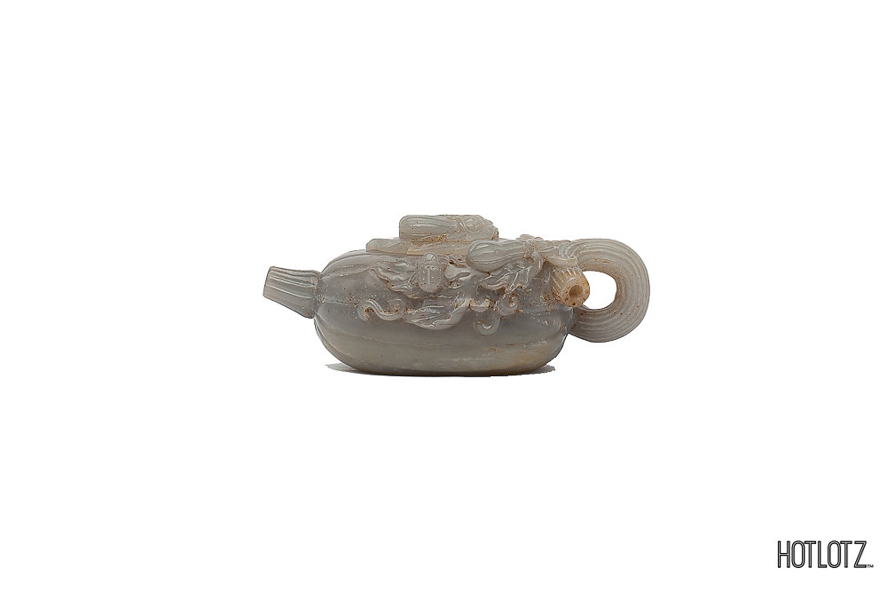 A CHINESE JADE NATURALISTIC FORM TEAPOT AND COVER - Image 4 of 6