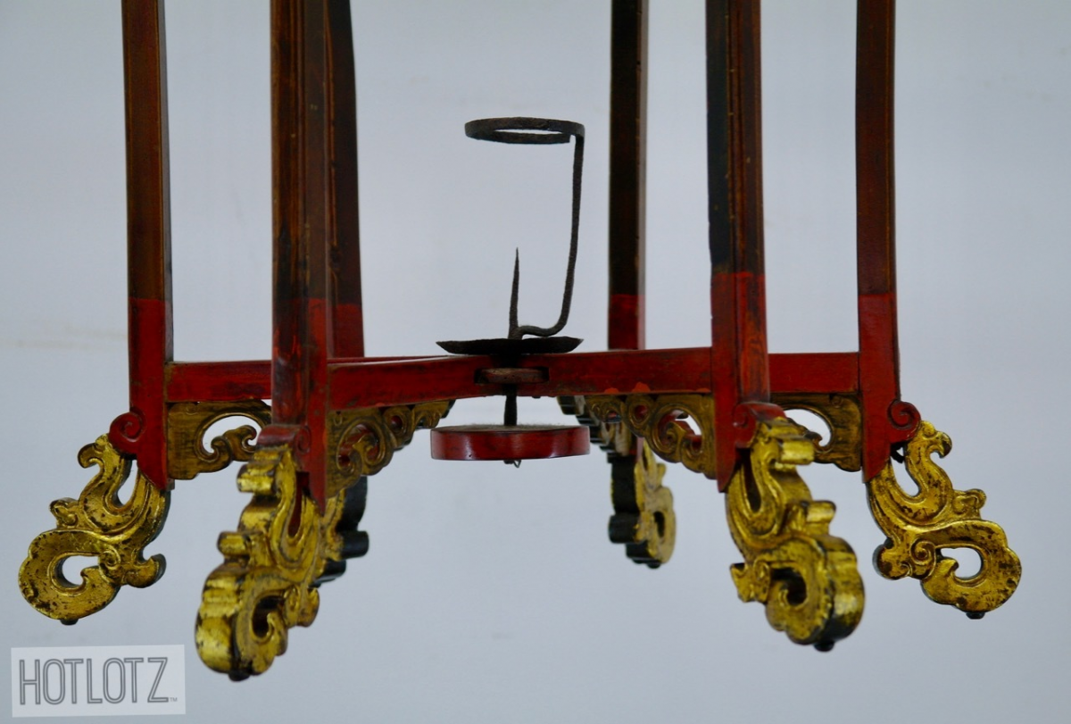 A PAIR OF ANTIQUE CHINESE HANGING LANTERNS - Image 8 of 8
