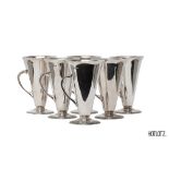 ASPREY - A SET OF SIX ART DECO SILVER MUGS