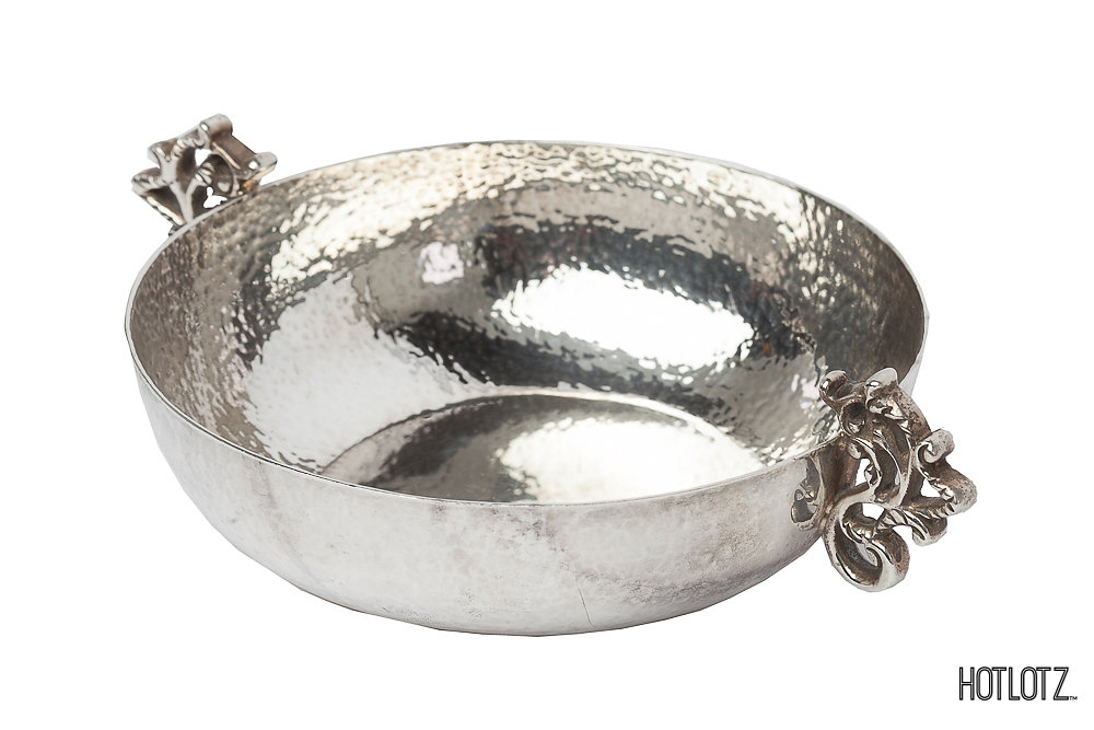 A MEXICAN SILVER TWIN-HANDLED BOWL