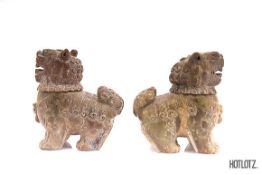 A PAIR OF CHINESE ARCHAISTIC BUDDHIST LIONS