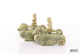 A PAIR OF CHINESE ARCHAIC STYLE DUCKS