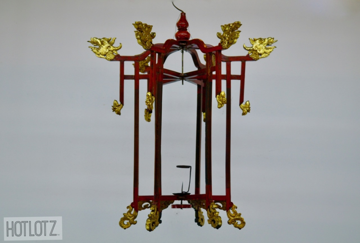 A PAIR OF ANTIQUE CHINESE HANGING LANTERNS - Image 4 of 8