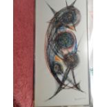 A cellulose picture after Paul Mann entitled The Bird, framed and glazed - 39 1/2in. x 18 1/2in.