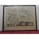 An antique map of The Vpper Ward of Clyds-Dayl, framed and glazed, four small pictures including