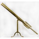 A 19th Century brass tabletop refractor telescope by Dolland of London, complete with lenses and