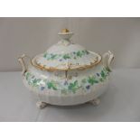 A Royal Crown Derby dessert service decorated ivy leaves and flowers to the border