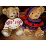 Three Harrods teddy bears and a vintage bear