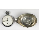 An 18th Century silver toddy ladle bowl with inset silver Queen Anne shilling dated 1711 and a