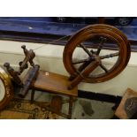 A wooden spinning wheel