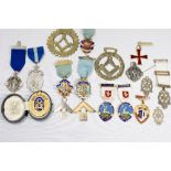 A small quantity of silver, silver and enamel decorated Masonic jewels