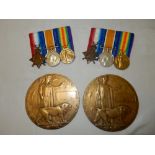 Two groups of three First World War medals awarded to Pte James Thomas White 1 London Regiment and