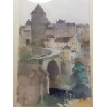 Ferdn. Hamelet. Four watercolours of French town scenes, mounted, framed and glazed