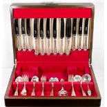 A quantity of matching Dubarry pattern silver flatware comprising:- eight dessert spoons, eight