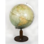 A Phillips Art Deco Standard 13 1/2in. terrestrial globe with fitted compass