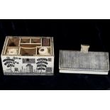 A 19th Century Vizagapatam sewing box in the style of a Calcutta house with hinged lid containing