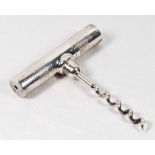 A Mappin and Webb corkscrew with engine turned silver plated handle