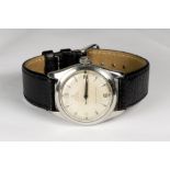 A gentleman's Tudor Oyster wristwatch in a stainless steel case, on a leather strap (numbered to the