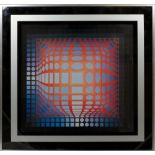A 1972 Victor Vasarely screen print entitled Artical Ilusion, framed and glazed - 16in. square
